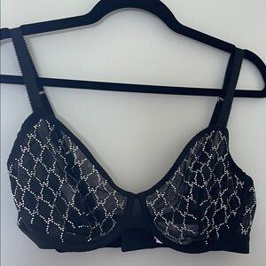 Wolford Black Rhinestone Mesh Bra